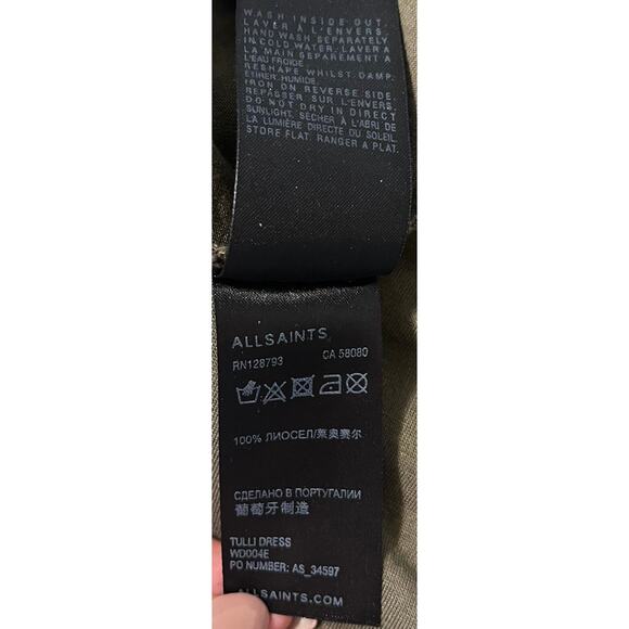 All Saints Asymmetrical Dress in Military Green Slouchy Drapes on One Side sz. 6 - Picture 4 of 6